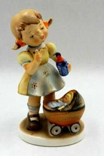 VINTAGE "FEEDING TIME" GIRL & DOLL BUGGY LEFTON FIGURINE #1110 ~ MADE IN JAPAN