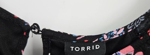Torrid Gr. 24 schwarz bunt Blumen Challis Glockenärmel Kleid Swing Boho Bohemian - Bild 4 von 7