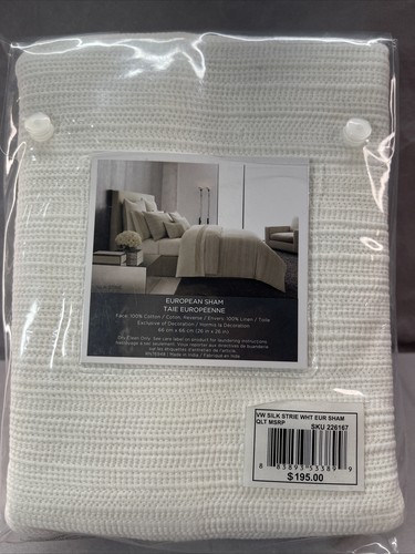 $195 Vera Wang Silk Strie European Sham 26x26 - Picture 3 of 4