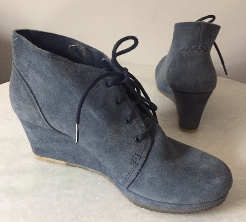 Clarks Blue Suede Wedge Heel Chukka 
