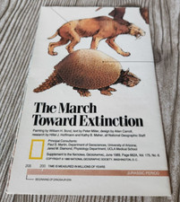 1989 National Geographic The March Toward Extinction Map Cartograph
