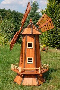 Moulin A Vent Jardin Bois Impregnes Avec Roulement A Billes Wahlw Solaire Ebay