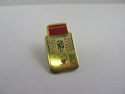 Vintage Vichy Basic Homme Lapel Pin Gold Tone French Advertising Skincare Promo