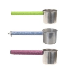 Bird Perch Feeder Parrots Claw Grinding Stand Bowl Cage Accessories