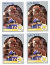 1990 NBA Hoops Manute Bol (4) Lot – Warriors Shot-Block Legend