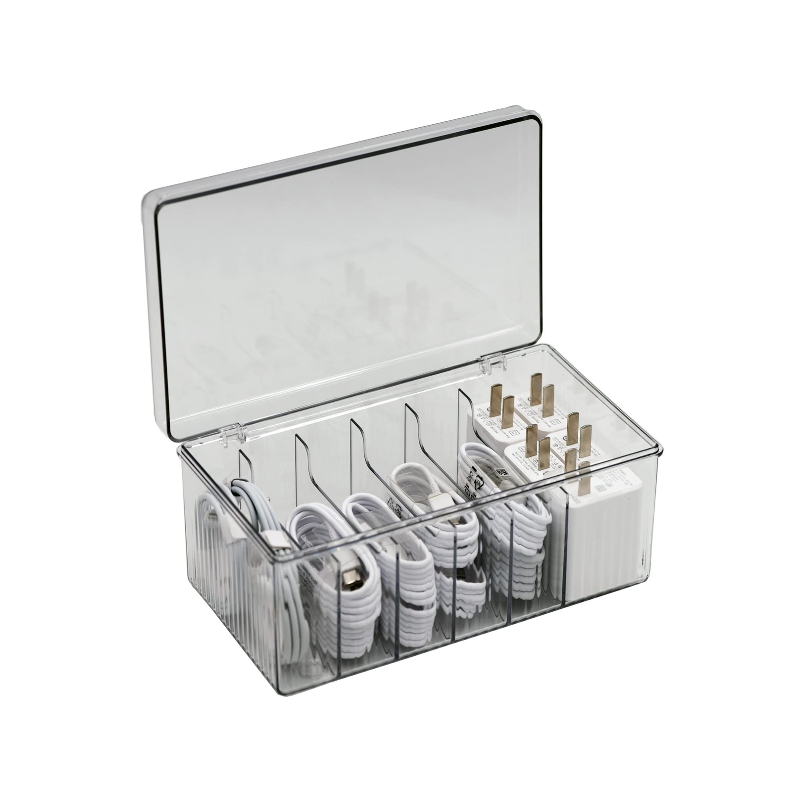 6 Compartments Plastic Data Cable Organizer Box, Cord Management Bins Compact...