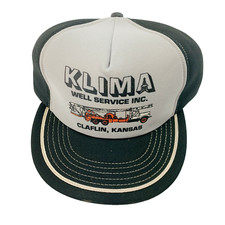 Vintage Newco Klima Well Service Claflin KS Gray Snapback Trucker Hat Cap