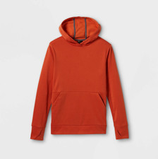 Boy' Tech Fleece Hooded Sweatshirt - All in Motion, Copper Orange, XS 4/5 