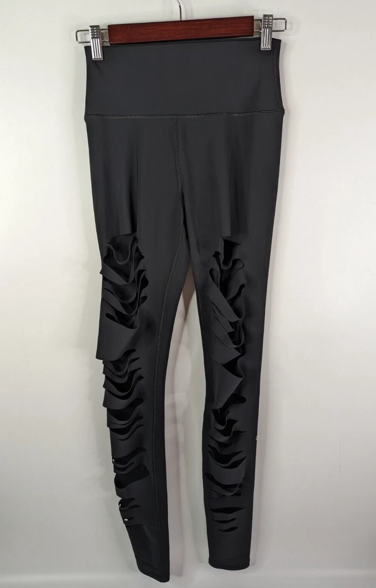 Alo Yoga Extreme Ripped Warrior Legging Size Small Black High Rise  Athleisure