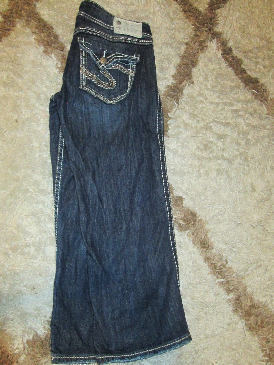 Silver Jeans (29x21) Mckenzie Flap Capri Cropped Embroidered Blue