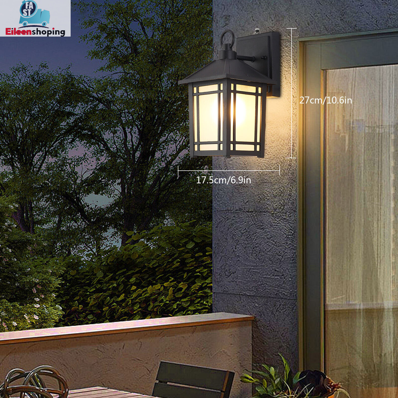 Outdoor Light Sensor Light Fixture Dusk to Dawn Porch Sconce Wall Mounted Lamp
