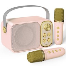 Mini Karaoke Machine for Kids with 2 Wireless Microphone, Portable Bluetooth ...