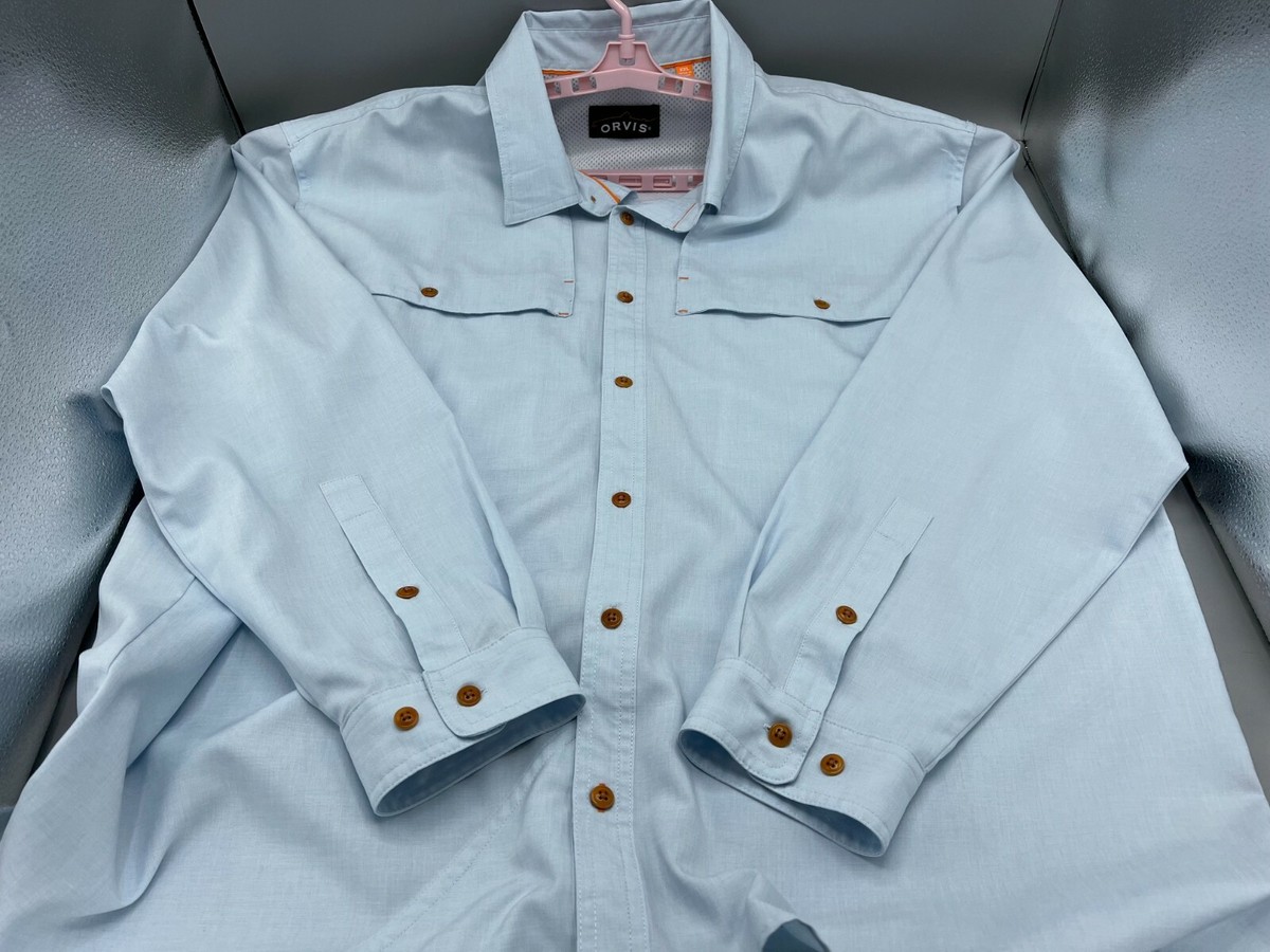 Chemise De Pêche Homme Orvis Trout Bum - Manches Longues, Bleue, Taille XXL, Ventilée