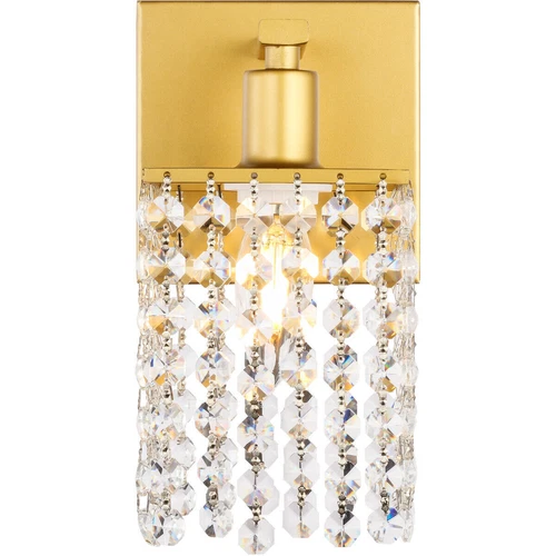 Crystal Wall Sconce Light Fixture Bathroom Vanity Foyer Dining Room Brass Color - Picture 4 of 12