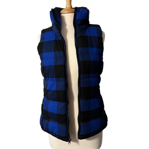 Old Navy black and blue fleece lined vest small - image 1