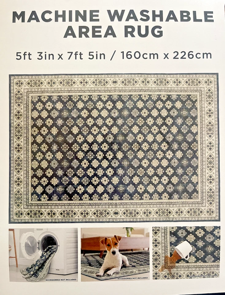 Wyatt & Ash Machine Washable Indoor Area Rug, Beatrice 5ft 3in x 7ft 5in - NEW - Image 4 of 4