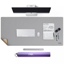 Cork  Leather Desk Mat 43.3  x 19.7  Dual Sided Leather Desk Pad Waterproof ...