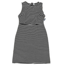 NWT Old Navy Off White/Black Horizontal Astriped Sleeveless Dress Size Medium