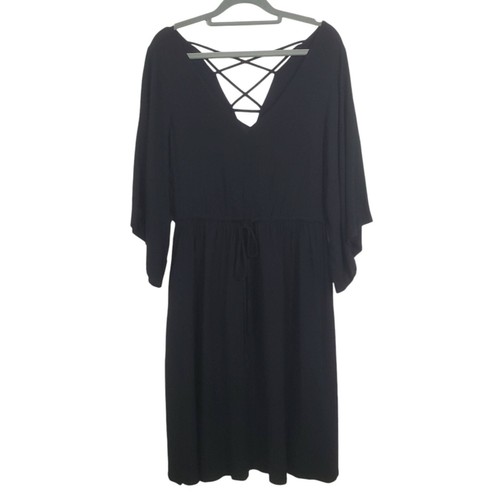 Torrid Kimono Sleeve Challis Skater Mini Dress Black NWT Large Whimsigoth Witchy - Picture 1 of 10