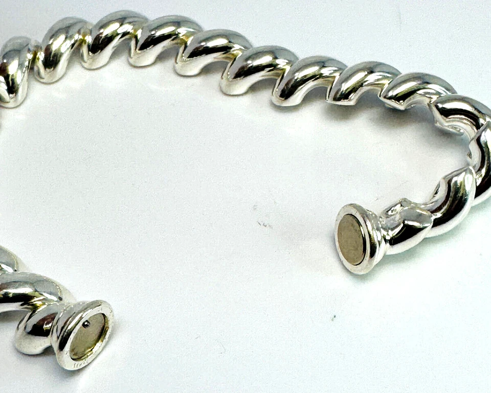PULSERA 950 PLATA MACARRONES ESLABÓN CIERRE MAGNÉTICO ITALIA UNISEX 8” Foto 2 de 3