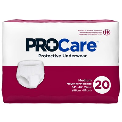 1 Box Procare Protective Underwear - Brand new!!! Medium,  4pack/box, 80 TOTAL