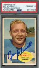 Joe Schmidt Gem Mint 10 PSA DNA Signed 1960 Topps Autograph