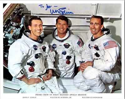 Apollo 7 Crew Photo Signed by Wally Schirra 8x10 NASA Astronaut COA Rare