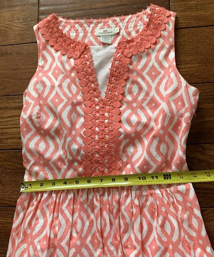 Vineyard Vines Womens Dress Sz 4 Pink White Lace Geometric Sleeveless - Picture 4 of 10