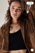 Anthropologie Free People Blank Nyc Leather Western Cowboy Jacket Size Xs Brown