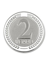 PinMart's 2 Years of Service Award Employee Recognition Gift Lapel Pin - White
