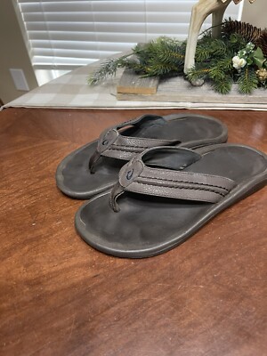 Shoes OluKai HOKUA Water Resistant Flip Flop Sandals 10161-6363 DARK WOOD 10