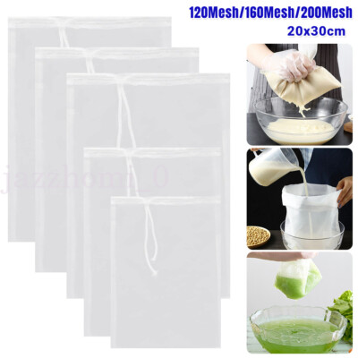 20x30cm Mikron Wiederverwendbar Nylon Netz Lebensmittel Sieb Filter Beutel für Nuss Milch Kaffee