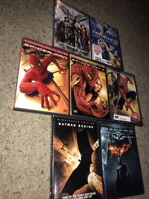 7 Superhero DVDs X-men Last Stand Spider-man 1 2 3 Dark Knight
