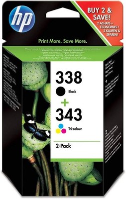 HP SD449EE 338/343 Combo-Pack Tintenpatrone - CMYK Druckerpatronen 2er SET