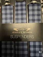 Eagle wings Blue Plaid Suspenders 316