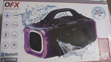 QFX Waterproof Boom Box Speaker, High Powered, Bluetooth, LED Lights, Portable
