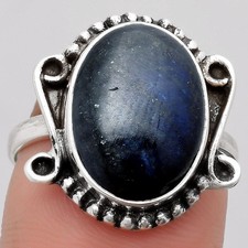 Blue Fire Labradorite - Madagascar 925 Sterling Silver Ring s.7.5 Jewelry R-1120