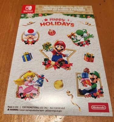 Nintendo Switch Happy Holidays Mario & Luigi Stickers 1 Sheet Walmart Promo