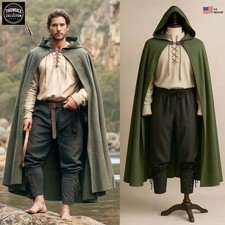 Men's Medieval Renaissance Cape Outfit Viking Ranger Costume Set LARP