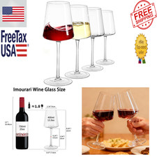 White Wine Glasses Set of 4 Lead-Free 13.5oz Dishwasher Safe Elegant Crystal