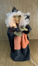Vintage Halloween Animated Illuminated Witch Figure Large 24”