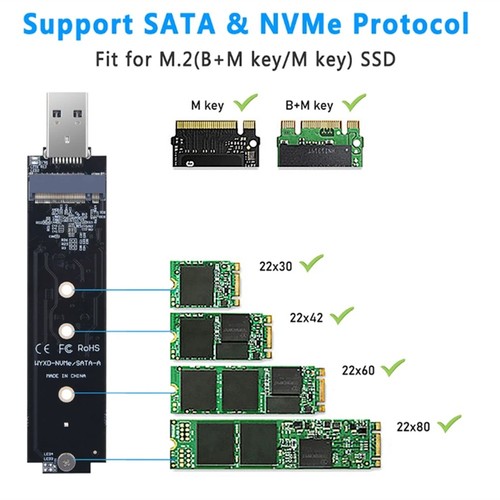 Inline-Adapterkarte NVMe PCIE auf USB 3.1 Typ A M.2-Adapterkartenmodul Mult9610 - Afbeelding 2 van 6