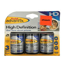 Kodak Advantix High Definition 200 APS Color Film Rolls 25 Exp. 3-Pack Expired