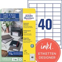 Avery Zweckform Universal-Etiketten Office&Home, 48,5X25,4Mm 1 Bis 20X Spare 58%