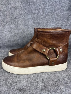 Frye Lena Boots Womens Size 8.5 Brown Leather Harness Ankle Platform Sneaker