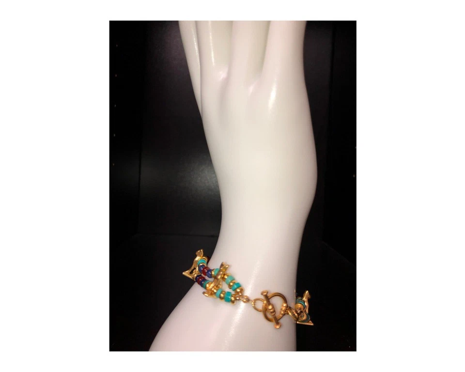 Pulsera Bastet Egipcia Cornalina Sodalita Turquesa Cuentas con 6 Dijes para Gato Foto 4 de 4