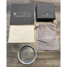 Original Steuben Crystal Art Glass Mid-Century Ashtray W/Box + Dust Bag + Book