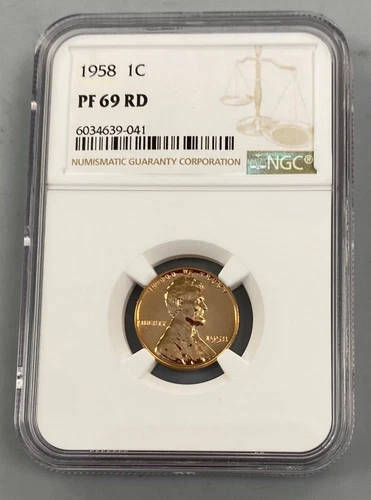 1958 US Proof Wheat 1c NGC PF69 RED pop 1609 pcs. L22072