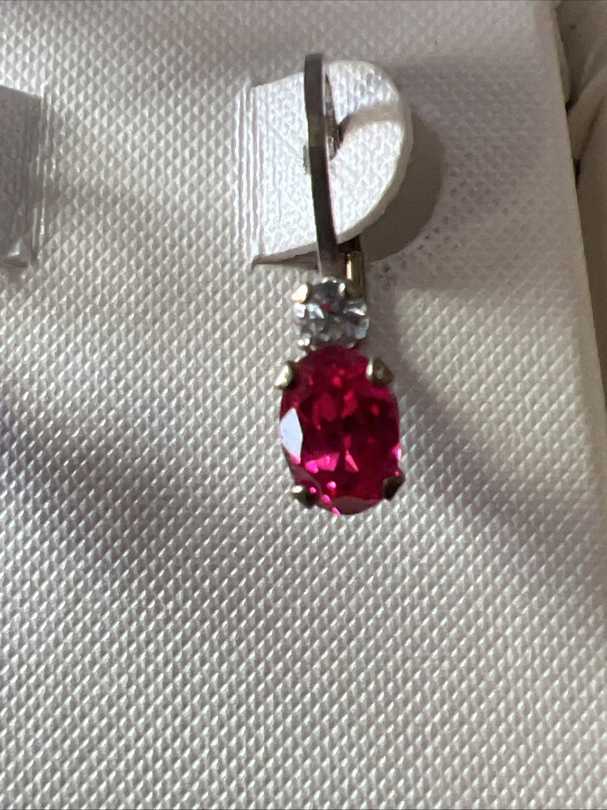 Ruby Sterling Silver 925 Leverback Drop Earrings … - image 2