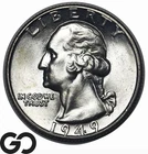 1949 Washington Quarter, Lustrous Near Gem BU++